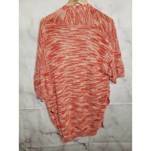 ZARA KNIT orange white space dye open front cardigan S - Picture 7 of 8